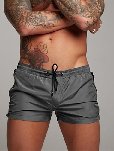  Herr Badshorts Boardshorts Boardshorts Underdelar Snörning Med fickor Simmning Surfing Strand Vattensport Solid färg Sommar Vår
