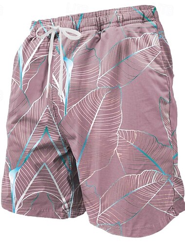  Herren Palmblatt Tropische Pflanzen Badehosen Badeshorts Boardshorts Mittlere Taille Tropisch Streetwear Hawaiianisch Urlaub Kordelzug Netzfutter Elastischer Bund Designer Bekleidung