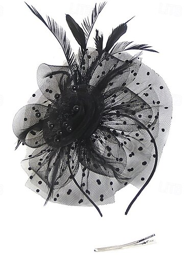  Fascinator-Hut für Frauen, Teeparty, Feder-Stirnband, Mardi Gras, Cocktailhut, Hochzeiten