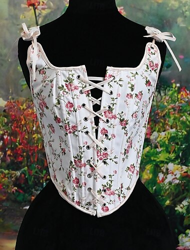  Retro Antiguo Medieval Renacimiento Faja Chaleco corpiño Feria del Renacimiento Acordonado Floral Jacquard Mujer Fantasía Real Víspera de Todos los Santos Carnaval Fiesta Casual Diario LARP Adulto