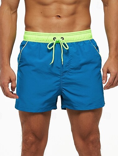  Herren Bademode Surfshorts Badehose Schwimmshorts kurz Surfshorts Unten Kordelzug Mit Taschen Schwimmen Surfen Strand Wassersport Patchwork Einfarbig Sommer Frühling
