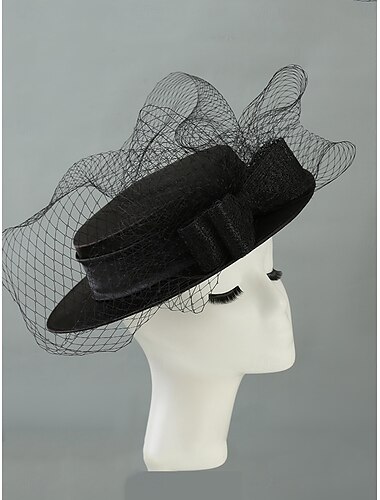  Sombreros de tul bombín/sombrero cloche boda elegante vintage con tocado de tul accesorios para la cabeza sombreros de derby vestido para el día de la carrera 2025
