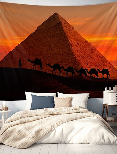  Landschaft Ägypten Pyramide Hängender Wandteppich große Wandteppich Wanddekoration Fotografie Hintergrund Decke Vorhang Wohnraum Schlafzimmer Dekoration Wüstenschafe