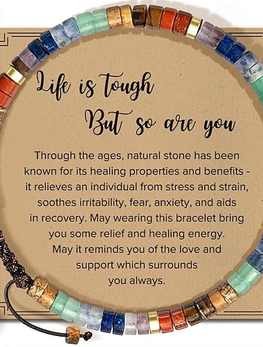  bracelets cadeaux inspirants pour femmes bracelets en pierres naturelles de guérison - cadeaux de prompt rétablissement pour femmes meilleures amies sœurs filles - la vie est dure mais vous l'êtes