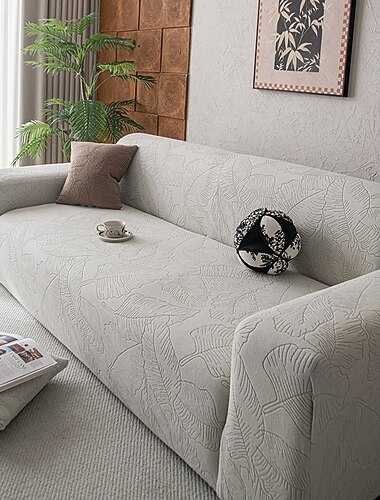  1 Stück Jacquard-gewebter Fleece-Sofabezug – elastisch und rutschfest, geeignet für 1/2/3/4-Sitzer-Sofas, zum Zusammenbinden geschlossener Wohnzimmer, Schlafzimmer und Bürodekorationen in einfarbigen