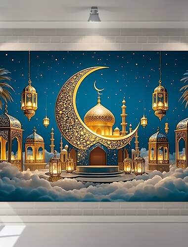  Рамадан Карим Мубарак Подвесной Гобелен Wall Art Крупный гобелен Муралы Декор Фотографический фон Плед Занавеска Декор для дома Спальня Гостиная