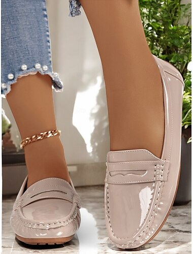  lakované mokasíny pro ženy – elegantní slip-on byty klasického designu pro běžné nošení i do kanceláře