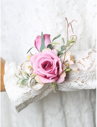  boutonnière de mariage et corsage de poignet – accessoires floraux élégants en roses artificielles pour le marié, les garçons d'honneur, les demoiselles d'honneur et les événements spéciaux
