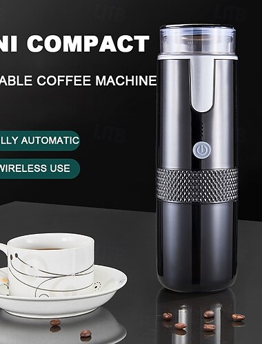  Machine à café à capsules électrique portable sans fil mini 160 ml noir 1200 mah chargement USB machine à café de voiture de voyage d'affaires en plein air