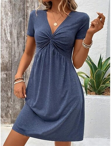  Női mini ruha fűző ruha T-shirt ruha póló ruha hétköznapi nyaralás hétköznapi napi rendszeres illeszkedés grafikus rövid ujjú V nyak fekete piros kék fukszia nyár