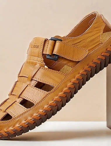  sandales de pêcheur décontractées en similicuir pour hommes avec sangle réglable et semelle confortable pour les activités de plein air, l'été et la plage