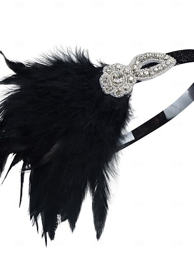  Retro / vintage 1920-talet Huvudbonad Maskerad Flapperpannband i tjugotalsstil Den store Gatsby charleston Fjäder Maskeradkläder Dam Halloween Karnival Maskerad Cocktailfest Bal Bröllopsfest Tonåring