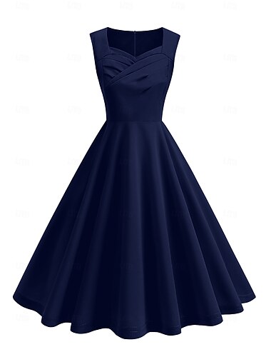  Élégant Années 1950 Robe vintage Mi-long Robe Robe Trapèze Robe de thé Femmes Noël Carnaval Nouvel An Retour à la maison Décontracté Quotidien Enterrement de Vie de Jeune Fille Adulte Robe Été