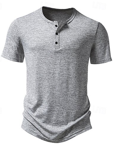  男性用 ヘンリーシャツ Tシャツ スポーツTシャツ 半袖 純色 平織り 活発的 ボタン ヘンリー アウトドア カジュアル 日常 夏 春 & 秋 レッド ダークグレイ ライトグレー ヘンリーTシャツ