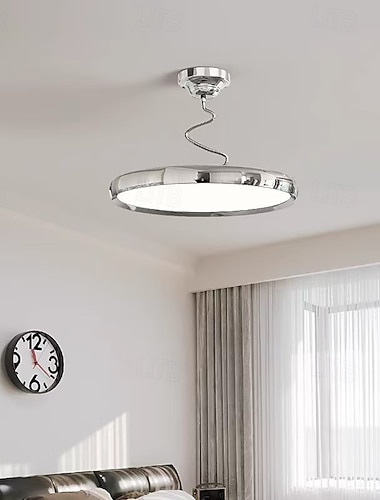  Moderne kreisförmige LED-Deckenpendelleuchte mit wirbelförmigem Stab für Wohnzimmer, 3 Lichtfarben, 110–240 V
