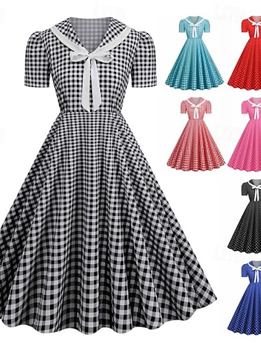  Retro Vintage 1950er Rockabilly Kleid Swing-Kleid Damen Karneval Maskerade Alltagskleidung Junggesellinnenabschiedsparty Erwachsene Kleid Abschlussballkleider