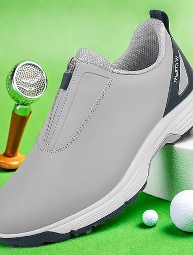  weiße Golfschuhe für Herren mit Reißverschluss, atmungsaktivem Obermaterial und gepolsterter Sohle für Komfort und Leistung auf dem Platz