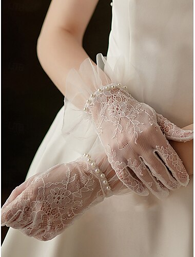  Kant Polslengte Handschoen Elegant / Klassieke Stijl Met Pure Kleur Bruiloft / feesthandschoen