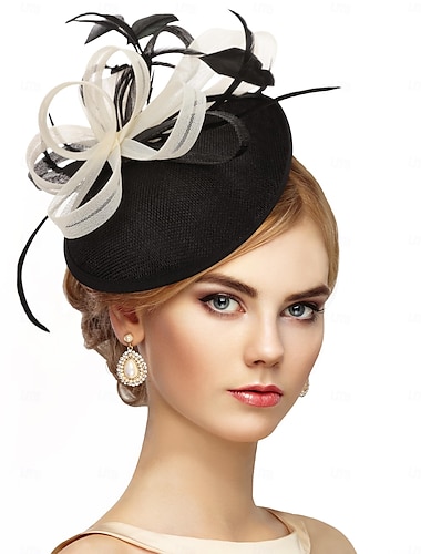  Diadema con plumas negras, tocados, sombreros Derby de Kentucky vintage 2025, sombrero de fiesta del té Victoria de malla para mujer