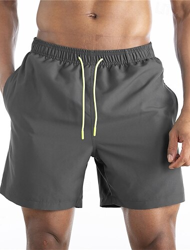  Herren Bademode Surfshorts Badehose Schwimmshorts kurz Surfshorts Unten Kordelzug Mit Taschen Schwimmen Surfen Strand Wassersport Einfarbig Sommer Frühling