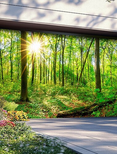  Landschaft Wald Bäume Türdekorationen Garagentorabdeckung Außenbanner Großes Hintergrund für Feiertags-Außen-Garagentor-Hauswanddekorationen