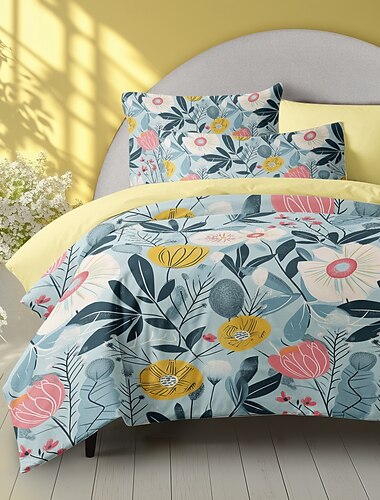  100 % Baumwolle, Bettbezug-Set, Blumenmuster, Bettdecken-Set, weiches 3-teiliges Luxus-Bettwäsche-Set, Heimdekoration, Geschenk, King-Size-Bett, volle Größe, dreiteiliges Set