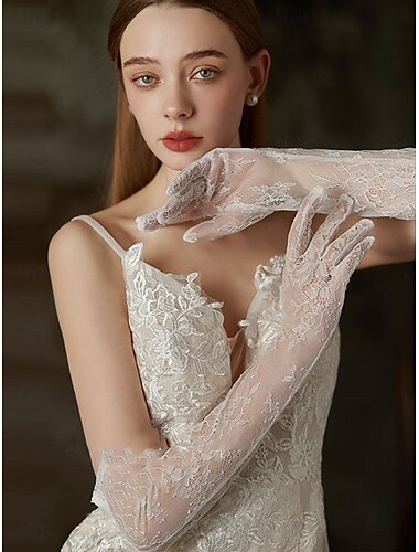  Spitze Ellenbogen Länge Handschuh Elegant / Klassicher Stil Mit Pure Farbe Hochzeit / Party-Handschuh