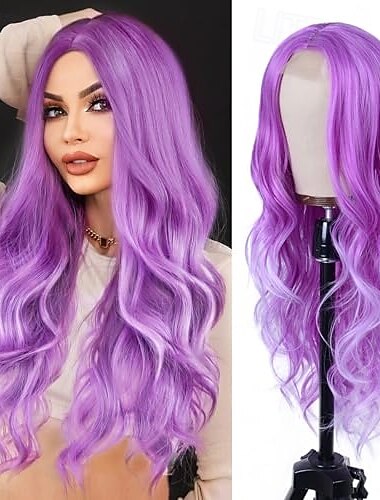  女性用ロングウェーブウィッグ ミドルパート ロングカーリーウィッグ 耐熱性 人工毛 ナチュラル ファイバーウィッグ 毎日のパーティーに