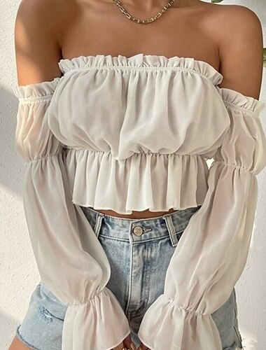 Retrò Vintage Medievale Rinascimento Blusa / Camicia Senza spalline Tinta unica Costume Per donna Fantasia Halloween Carnevale Vacanza Casual Quotidiano LARP Adulti Camicia
