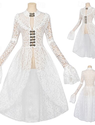  Rétro Vintage Punk & Gothique Robe Bal Masqué Vampire Dentelle Femmes Fantaisie Halloween Carnaval Mascarade Halloween Événement / Fête Adulte Robe