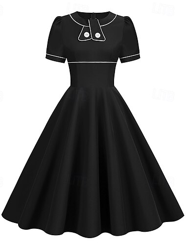  Elegáns 1950-es Vintage-inspirált Térdig érő Ruhák A-Line ruha Térden aluli ruha A-vonalú Női Karácsony Farsang Újév Hazaérkezés Hétköznapi viselet Lánybúcsú Felnőttek Hazatérő ruhák Nyár