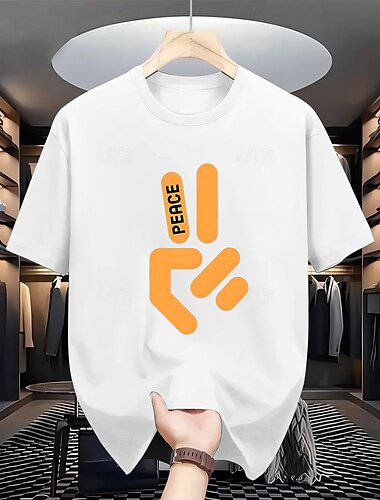  Herren Frieden T Shirt 100% Baumwolle Kurzarm Grafik Hemd Heather Grey Schwarz Weiß Bequemes T-Shirt Straße Modedesigner-Kleidung