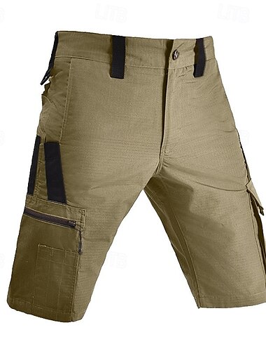  Hombre Pantalones cortos tácticos Pantalón Corto Cargo Pantalón corto Bermudas Shorts para senderismo Cintura elástica Multi bolsillo Pierna recta Bloque de color Impermeable Listo para vestir