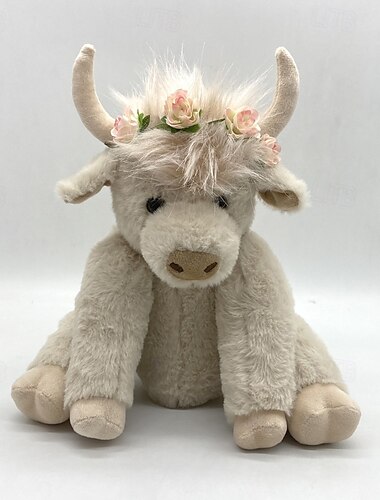  Highland Cow Plush Toy with Movable Joints and Sound, Realistic Long-Haired Scottish Yak Stuffed Animal for Kids and Collectors