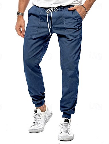  Herren Cargohose Cargohosen Cargohose Jogginghose Jogger Hose Hosen Kordelzug Elastische Taille Vordertasche Glatt Komfort Weich In voller Länge Party Geschäft Täglich Modisch Strassenmode Schwarz