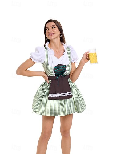  Oktoberfest Dress Maid Bavarian German Wiesn Women's Traditional Style Cloth Dress Apron