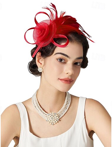  Kopfschmuck Tüll Feder Hochzeit Tee-Party Cocktail Elegant Vintage Kuschelig Mit Feder Kopfschmuck Kopfbedeckung