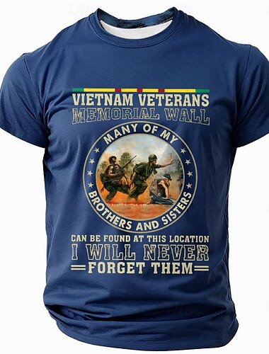  退役軍人の日 男性用 アメリカの米国旗 Tシャツ 半袖 Tシャツ 3Dプリント クルーネック シャツ 日常 軍隊 ストリート 日常 ブラック ブルー グリーン 夏 春 衣類 S M L XL XXL XXXL