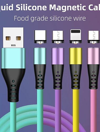  Καλώδιο USB C Καλώδιο Lightning Καλώδιο Micro USB USB A σε Lightning / micro / USB C 2.4 A Καλώδιο φόρτισης Μαγνητική Υγρό Silica Gel Για iPad Samsung Xiaomi Αξεσουάρ Κινητού Τηλεφώνου