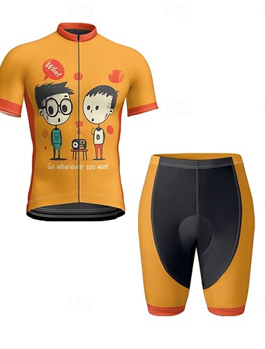 Herren Radtrikot mit Radhose fahrradbekleidung Kurzarm MTB Mountain Rennrad Gelb Orange Grau Graphic Fahhrad Spandex Sport Graphic Bekleidung