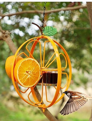  oriole lintujen syöttölaite ulkokäyttöön hyytelöille ja appelsiineille, appelsiinihedelmien oriole hyytelölintujen syöttölaite, ulkopuutarha metalliriippuva juomarypälehyytelösäiliö kolibriruokinta