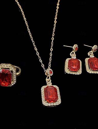 Brautschmuck-Sets 1 Set Strass-Legierungsringe Ohrringe Halskette elegantes modisches Damen-Schmuckset für Hochzeiten besondere Anlässe Geburtstage