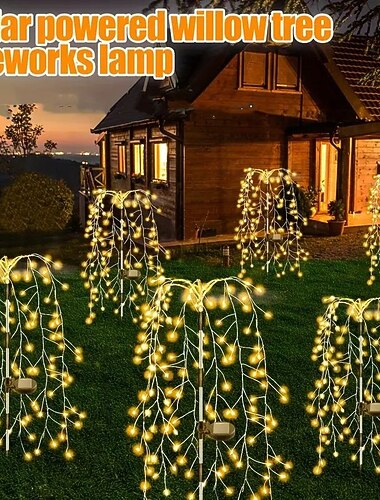  1/2 stuks zonne-grondvuurwerkverlichting - waterdichte tuinverlichting voor buiten, 200/400 leds, sprookjesachtig vuurwerk voor villa's, tuinen, gazons en wandelpaden