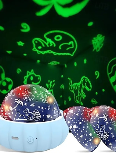  1 set van 3 thematische sterrennacht projectielampen - veelkleurige nachtlamp 360 graden draaibaar dinosaurus eenhoorn ontwerp geschikt voor slaapkamer plafond creatief slaaplicht perfecte cadeaus