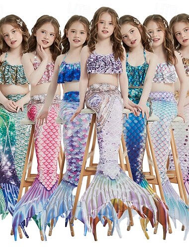  Kinderen Voor meisjes Zeemeermin zwemkleding Zwempak Feestdagen Strand Weegschalen Vakantie Tropisch Badpakken 4 jaar + Zomer Geel Blozend Roze