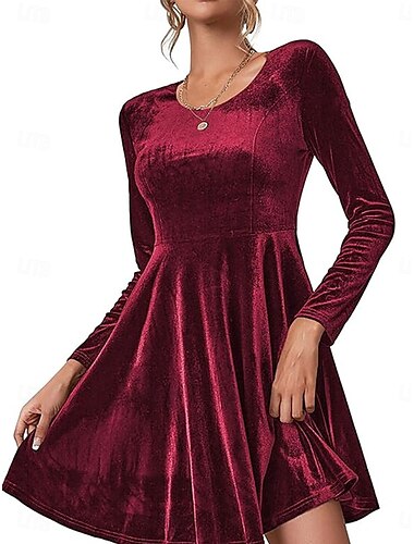  Robe mini femme Robe corset Robe en A Robe moulante Anniversaire Cocktail Fête Anniversaire Coupe régulière Graphique Manches longues Col rond Noir Vin Bleu Vert Été