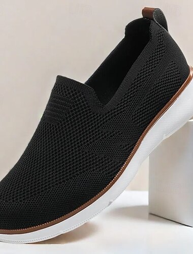  Slip-On-Sneaker aus Strick für Herren, atmungsaktives Mesh-Obermaterial mit bequemer Passform, lässiger, leichter Schuh für den Alltag und Outdoor-Aktivitäten