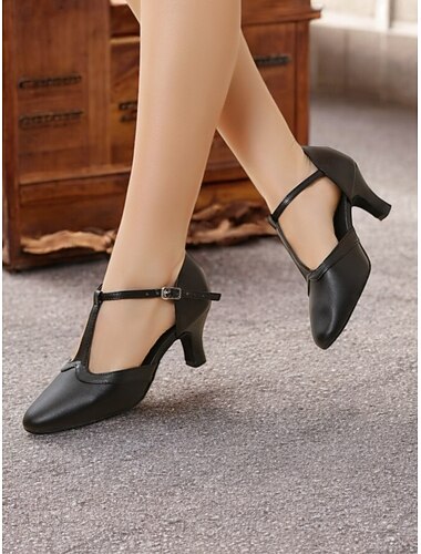  talons de danse noirs à bride en T pour femmes – parfaits pour les événements de danse latine et de salon.