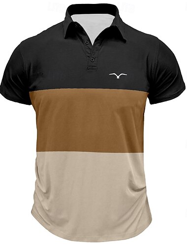  Herren Gestreift Rugby-Poloshirt Kurzarm Polo-Shirts Hemden mit Kragen Lässig Schule Outdoor Athleisure Alltagskleidung 3D-Druck Sommer Frühling Herbst Rote Blau Braun