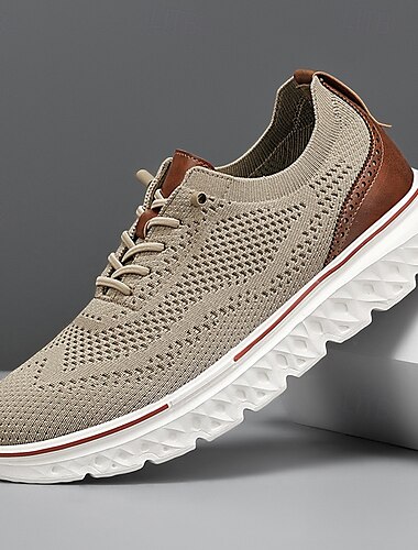  Atmungsaktive Strick-Sneaker zum Schnüren für Herren – leichte, lässige Laufschuhe mit gepolsterter Sohle zum Gehen und für den Alltag